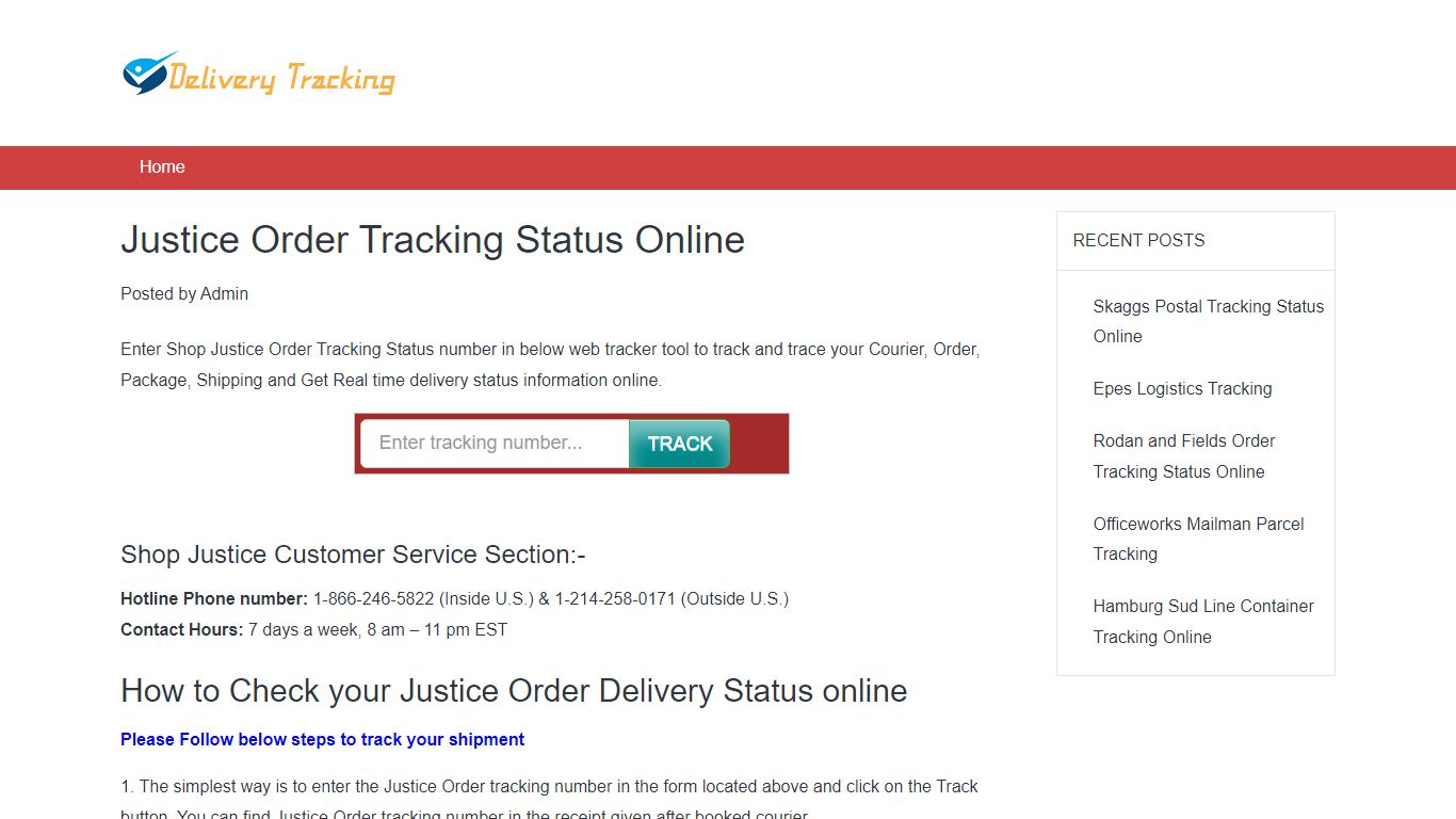 Justice Order Tracking Status Online - My Delivery Tracking